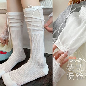 【全館現貨】 日系 芭蕾風  蝴蝶結緞帶 中筒襪 女襪 薄款 透肌 堆堆襪 小腿襪 透氣襪 長襪 百搭 881562