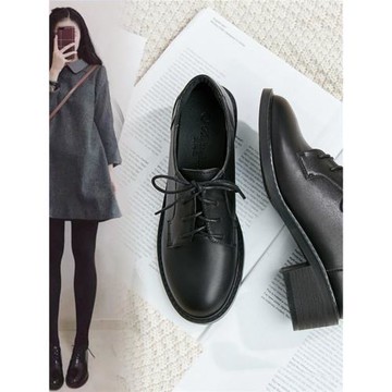 英倫風小皮鞋春秋公務員面試鞋子黑系帶單鞋正裝職業工鞋通勤女鞋