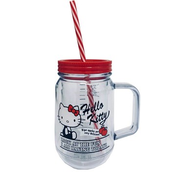 【領券滿額折100】 HelloKitty塑膠梅森杯(400ml)