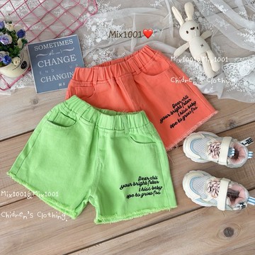 🌈✨mix1001外銷款✨字母刺繡夏日亮彩色短褲✨兒童螢光色短褲7-15