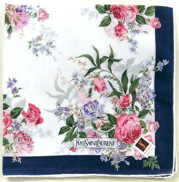 Yves Saint Laurent 復古手帕花卉玫瑰口袋方巾 19 x 19 英寸