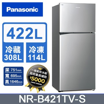 Panasonic國際牌 ECONAVI 422公升雙門冰箱NR-B421TV-S(晶漾銀)