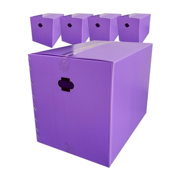 PLBOX 大型塑膠瓦楞搬家箱  大型(670 x 420 x 400 mm)  5個  紫色