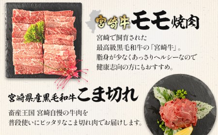 宮崎牛モモ焼肉・宮崎県産黒毛和牛こま切れ(計500g)　肉 牛 牛肉