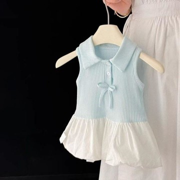 🎈生活好物🎈女童小童學院夏蓬蓬裙新款兒童可愛連衣裙背心寶🍼寶甜美花苞公主裙