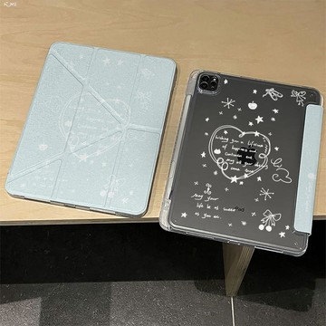 線條愛心蘋果ipad11平板殼air876保護套Y折54帶筆槽pro卡通98代