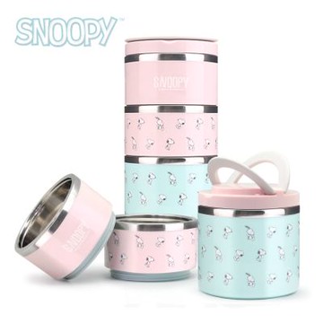 Snoopy 史努比馬卡龍#304不鏽鋼三層保溫餐盒組1200ml