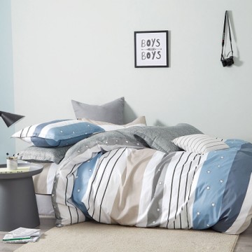 Ania Casa 星星假日-藍 加大四件式 100%精梳棉 台灣製 床包被套純棉四件組