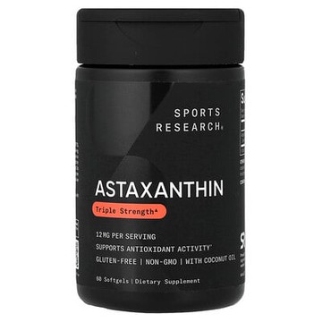 Sports Research, 蝦青素，三倍濃度，12 毫克，60 粒軟膠囊