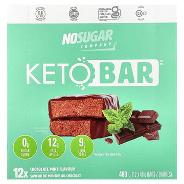 No Sugar Company, 生酮棒™，巧克力薄荷，12 根，每根 40 克