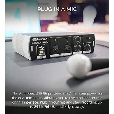 PreSonus AudioBox USB 96 2x2 USB Audio Interface for Windows ＆ Mac Bundle with Studio One Artist Software, Blucoil 10' XLR Cable, 10' Straight Instru