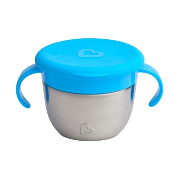 munchkin 滿趣健 豪華不鏽鋼防漏零食杯 304食品級不鏽鋼 軟蓋設計  藍色  1個