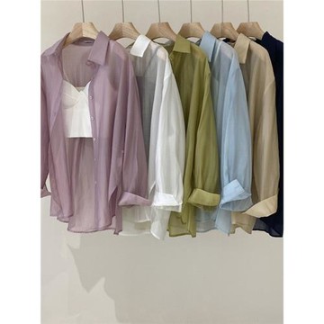 天絲雪紡襯衫女2025新款防曬衣設計感小眾吊帶裙外搭罩衫開衫外套