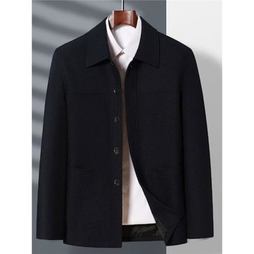 MK中老年爸爸外套春秋款老人爺爺父親秋裝商務休閑翻領男士夾克潮