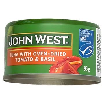 JOHN WEST 烤箱乾燥番茄羅勒鮪魚  95g  1罐