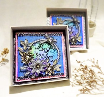 Best Wishes 手工卡片 緞帶永生花 (情人節、祝福卡、畢業禮物)