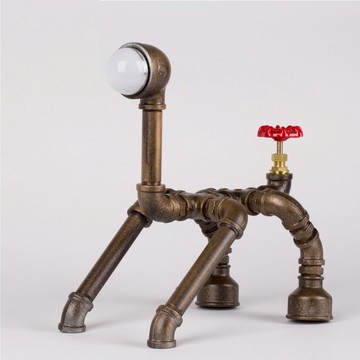 美式復古創意水管台燈臥室床頭燈書房兒童房創意燈飾