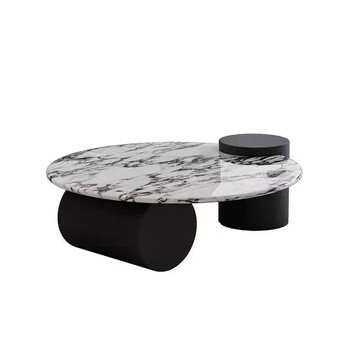 法式bao格麗茶幾大理石實木圓形客廳家用2025新款輕奢高級小戶型[DD010109]