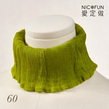 【森林海洋系】俏麗17 柳葉絲⼩摺圍脖 百搭圍脖 100%桑蠶絲 真絲 領巾 圍巾 圍脖 髮帶 皺褶 NicoFun