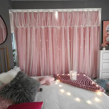 星星鏤空網紅ins公主風蕾絲窗簾飄窗客廳臥室少女遮光簡約窗簾