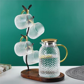 耐熱玻璃水壺米粒錘紋茶壺涼水壺果汁壺耐高溫防爆大容量水具套裝