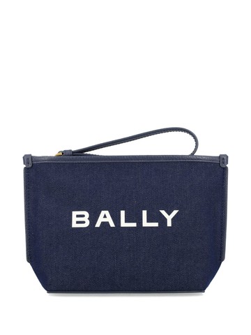 Bally - Bar canvas clutch bag - women - Fabric/Leather - One Size - Blue