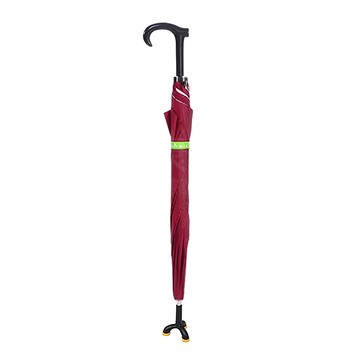 Fullicon 護立康 防滑手杖傘 (三點腳墊)  專利防滑腳墊  鋁合金骨架  弧杖式弧形握柄  格紋紅  1支