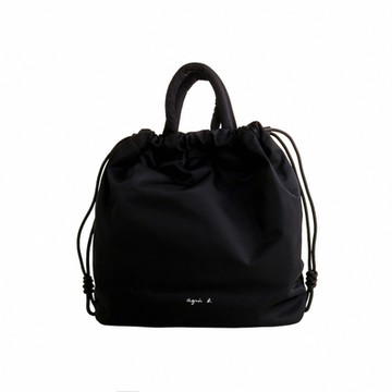 agnes b. 白標agnes b.磁釦拉束手提/後背包(黑)小