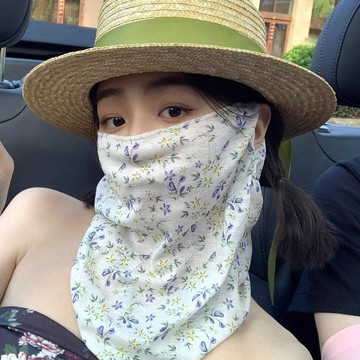 台灣出貨👑 防曬面罩 防紫外線面罩 薄款遮臉面罩 夏季清涼面罩  面罩 防曬面紗 小碎花面罩 清爽透氣 頸部防曬面罩