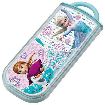 日本製Disney迪士尼冰雪奇緣3合1餐具組-藍雪花亮粉