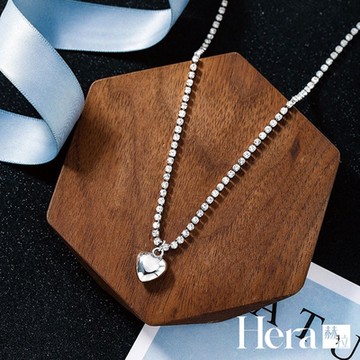 【Hera 赫拉】閃鑽項圈銀色愛心鎖骨練 H110120312
