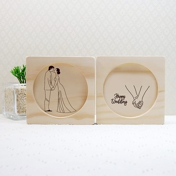 牽手 幸福的開始 結婚禮物 杯墊 刻印 客製 專屬圖案 新人 名字