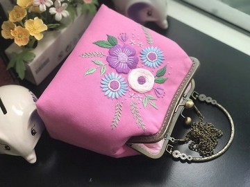 手工刺繡棉質口金包