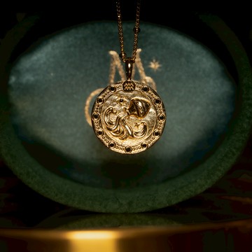 【神秘星象學：上古星座幣項鍊】水瓶星神 ✪ 靈流之幣｜黑瑪瑙925純銀厚鍍18k真金項鍊 PRE0011