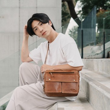 【24hr快速出貨】真皮多夾層經典斜背包-5242 三色 側背包