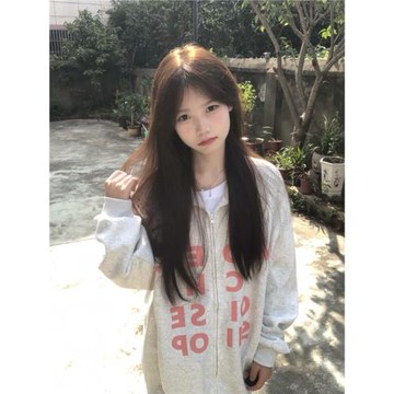 美式復古潮牌字母印花拉鏈外套女2024秋季情侶裝寬松休閑夾克上衣