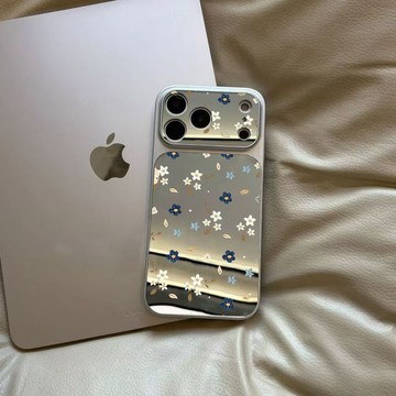 ✨iPhone手機殼✨滿屏藍白碎花秒變17高級鏡面手機殼適用iPhone16/15/14/13/12新款