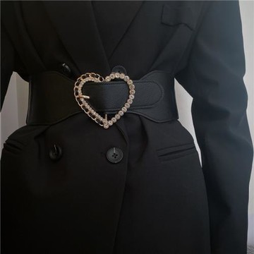 歐美風女士寬腰帶韓國新款時尚愛心扣彈力腰封毛衣連衣裙收腰配飾