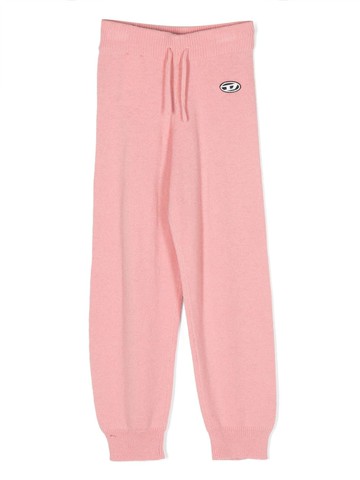 Diesel Kids - logo-appliqué knitted track pants - kids - Wool/Nylon - 12 yrs - Pink