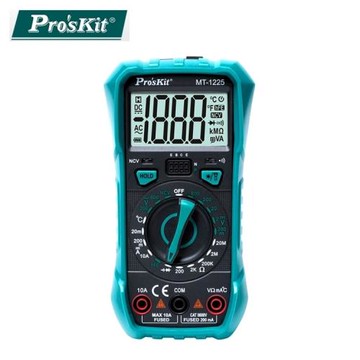 台灣寶工Proskit 3 1/2數位電錶萬用電錶MT-1225三用電表(自動歸零;防雜訊干擾;可量溫度直流交流電壓電流電阻電晶體二極體三極管)