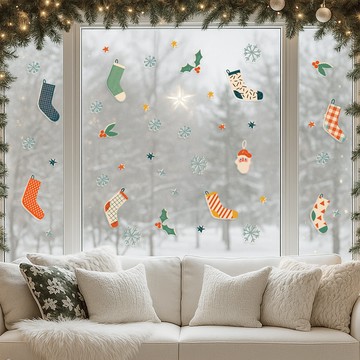 【好物良品】60x60cm_聖誕節無痕無膠可重複使用玻璃窗戶PVC抗UV靜電貼60x60cm雪夜森林