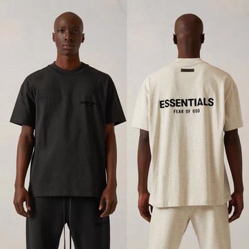 過驗正版品鑒Essentials高街SS22植絨字母短袖T恤男女FOG復線半袖