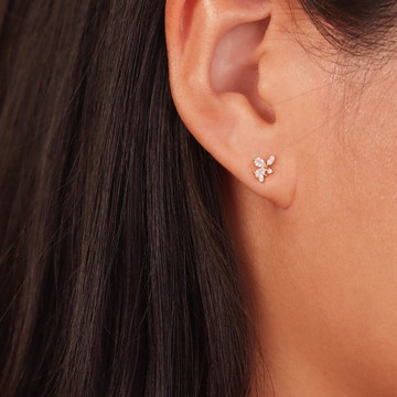 s925銀日韓系 微鑲鋯石耳釘耳飾 時尚簡約耳飾 通勤耳環 防敏感