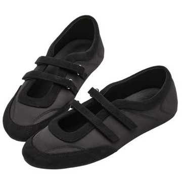 【Grace Gift】輕盈革命魔鬼氈雙帶內增高瑪莉珍運動鞋 黑