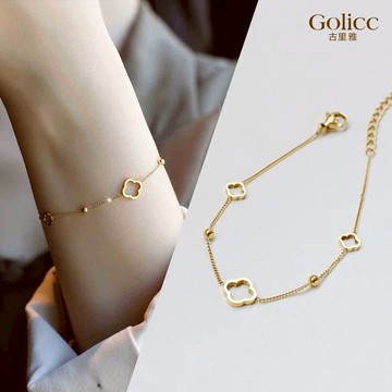 【Golicc】鈦鋼手鍊 輕奢簡約縷空四葉草