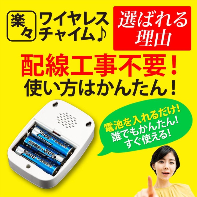 インターホン ワイヤレス ワイヤレスチャイム 電池式 無線 受信