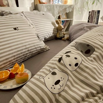 北歐風簡約床上ins風四件套全棉純棉床笠床單被套被單床品三件套3