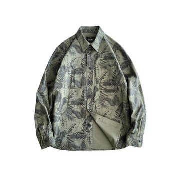 西里布全棉美式復古印花工裝長袖休閑襯衫男阿美咔嘰新品 非rrl