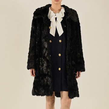 【NaSuBi Vintage】寬大輪廓人造皮草古著大衣