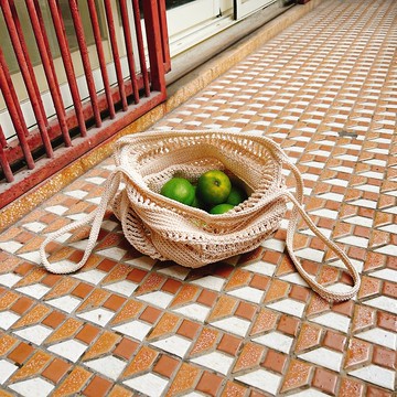 white lace  白棉手織提袋 chokdee